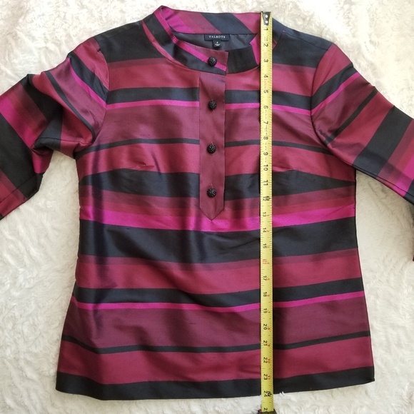 Talbots Striped Duponi Silk Top Size 4 - Picture 10 of 11